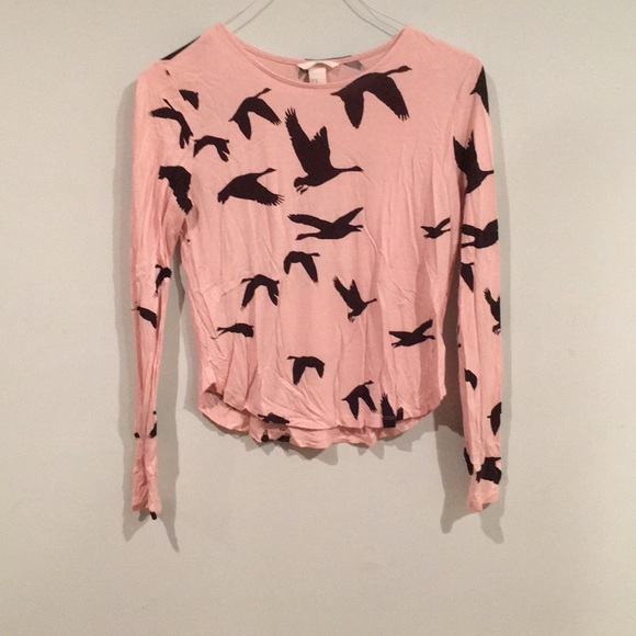 H&M Tops - H&M | Bird Print Pink Tee Shirt